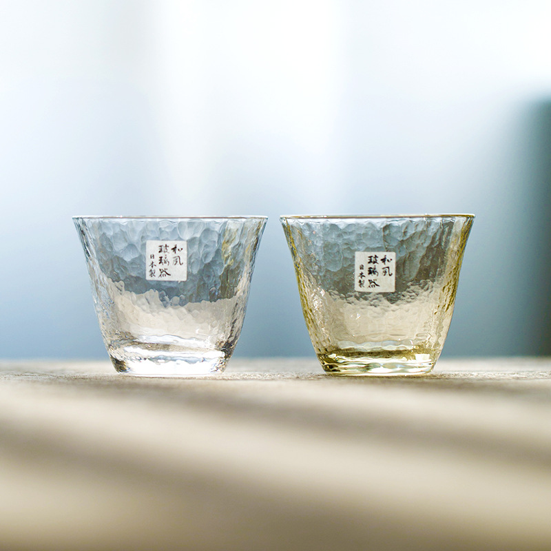 日本进口东洋佐佐木厂家代理 和风锤目纹品茗杯玻璃茶杯功夫茶杯