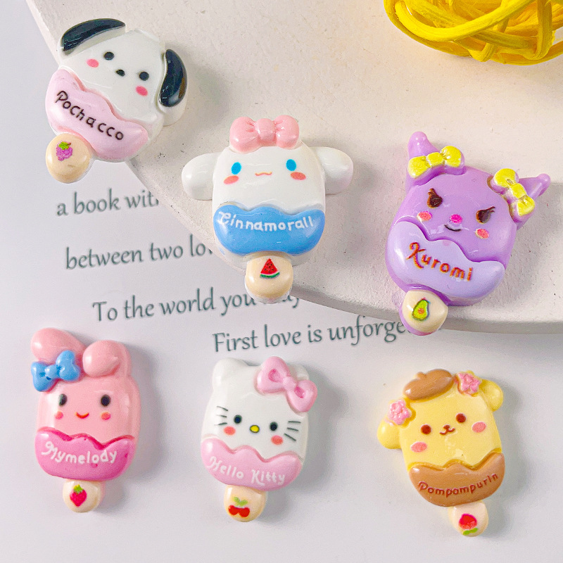 Brillante sanliou paleta de resina accesorios DIY crema pegamento horquilla accesorios para el cabello material al por mayor animal lindo helado