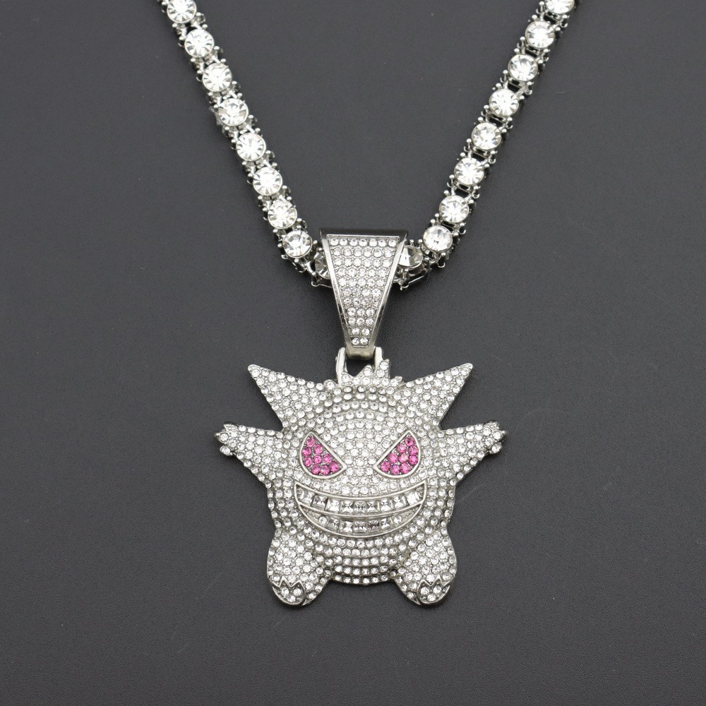 Personalidad europea y americana hiphop Pokemon elfo anime mascota elfo gungghost colgante de aleación collar de hip-hop