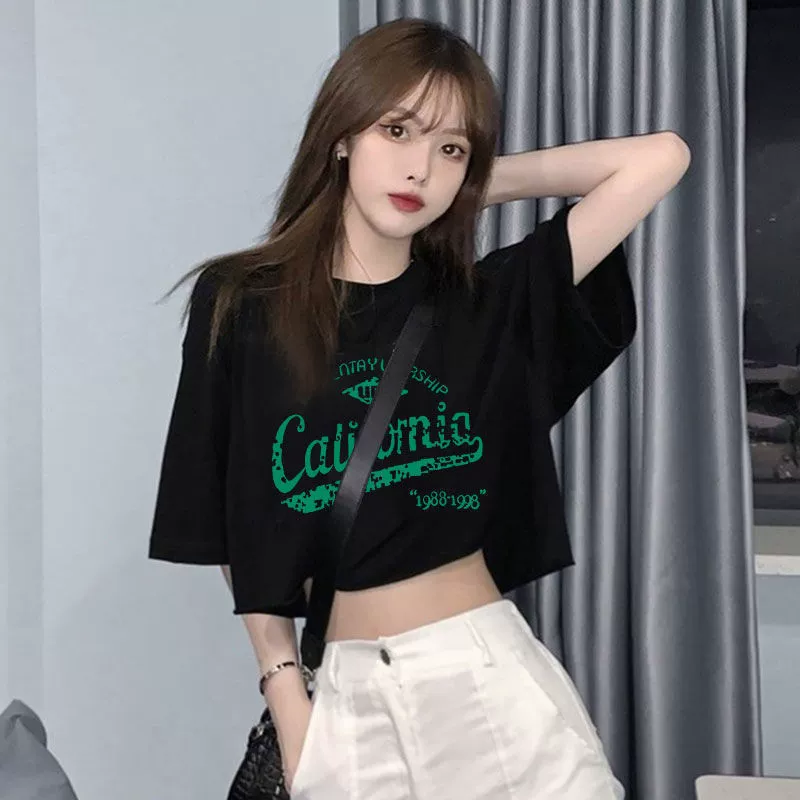 Джазовый танцевальный топ летом новый хлопок сладкий пряный с короткими рукавами