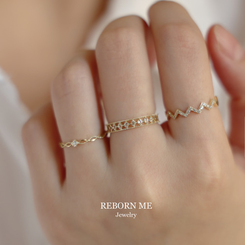 S925 silver gold-plated zircon wide ring, light luxury and romantic hollow ring for women, fashionable and simple ring