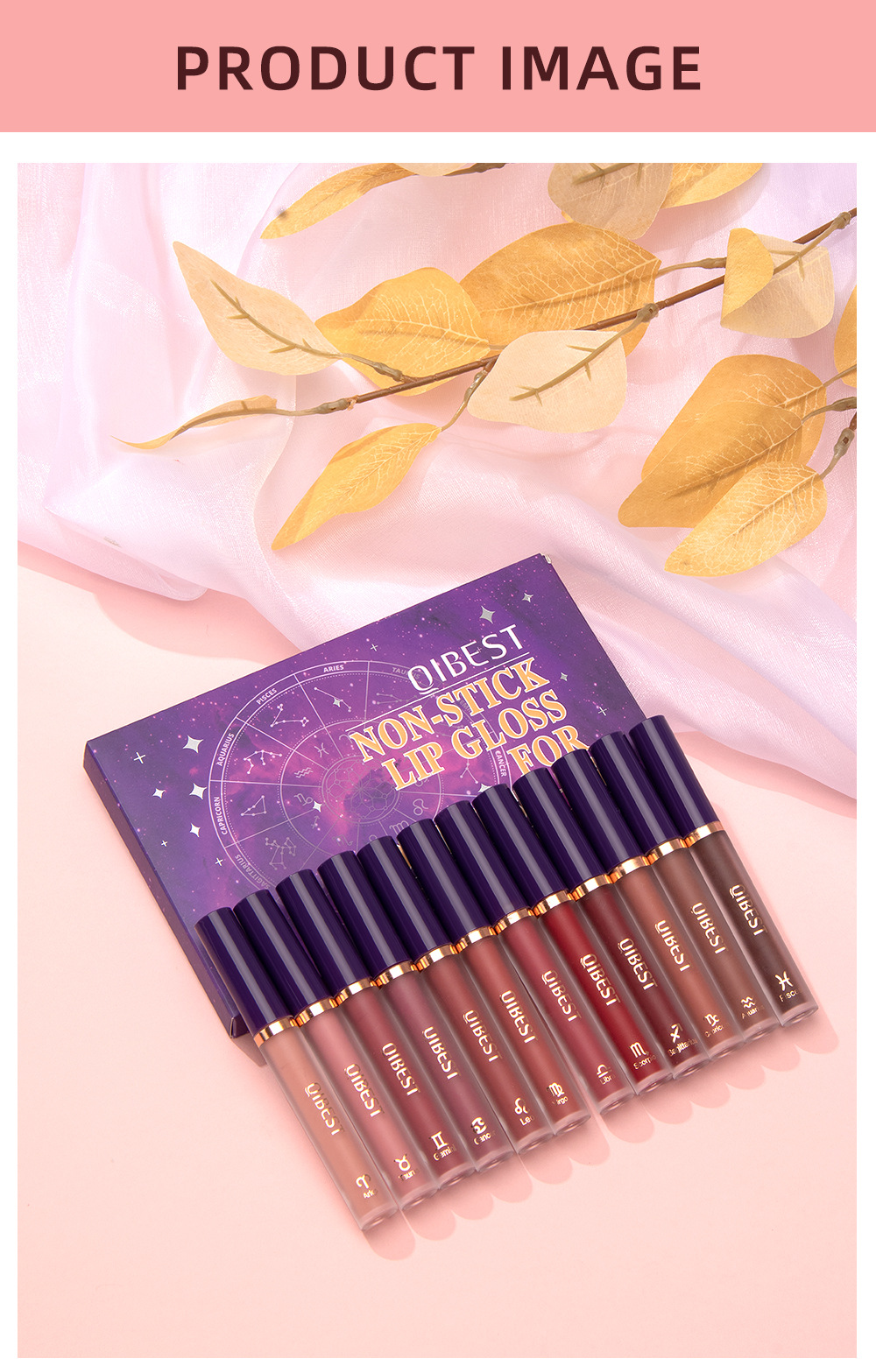 Carina QIBEST Matte Stick Cups, Lipgloss ist langlebig und verblasst nicht leicht, flüssiges Lippenstift-Set-Make-up_voghion.com