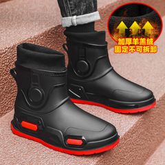 Cross-border new men's rain boots, sports wind boots, outdoor motorcycle rubber shoes, rider takeout overshoes, non-slip kitchen shoes