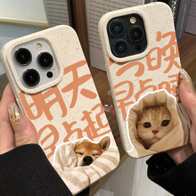 可爱猫咪狗狗适用苹果14手机壳12硅胶iPhone13情侣11小麦可降解