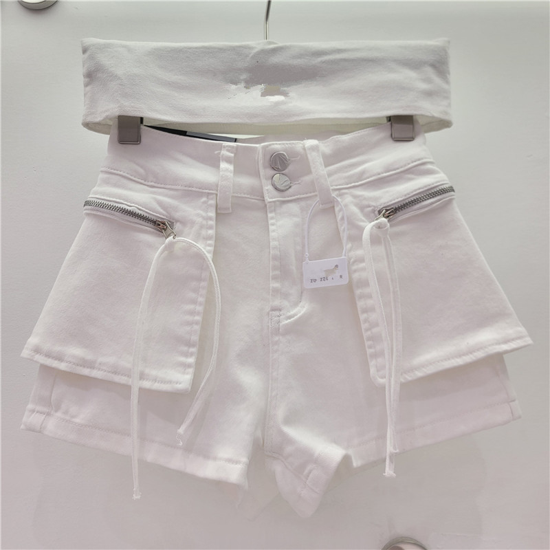 Pantalones Cortos Cargo para Mujer con Doble Cierre de Mezclilla, Bolsillos image 3
