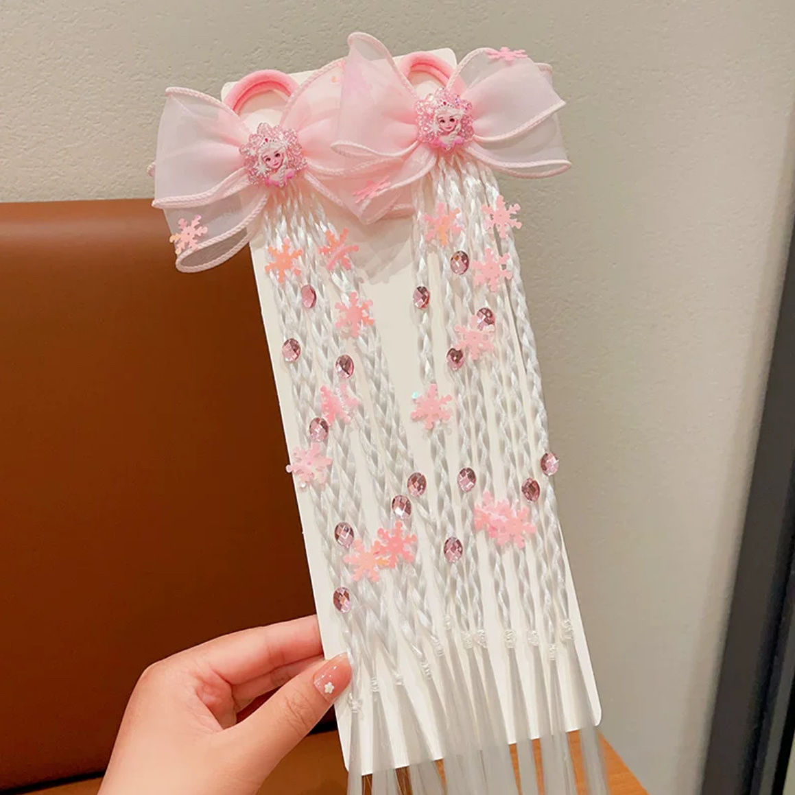 Princesa de nieve para niños peluca trenzada anillo de cabello de cola de caballo alta trenzada cabello de boxeo dulce y fresco trenzado