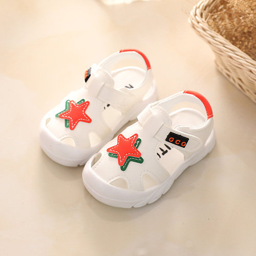 夏季宝宝凉鞋男0-1-2岁3软底防滑包头透气学步鞋婴儿小童女沙滩鞋