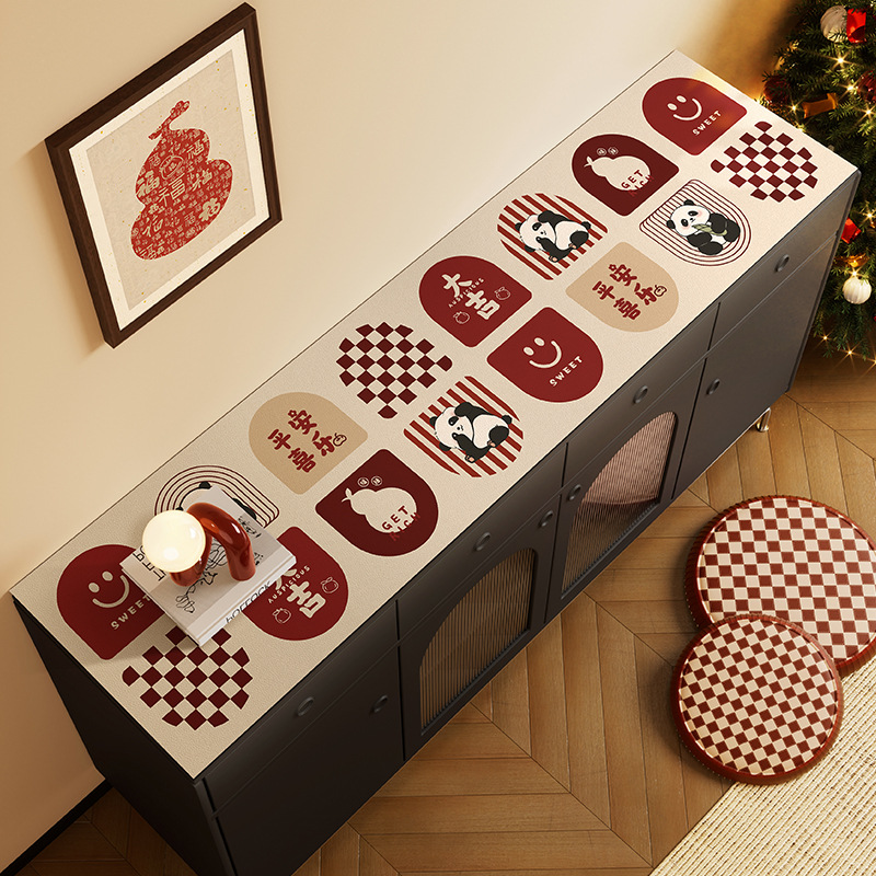 Chinese Red Festive Entrance Cabinet Mat Kitchen Dining Table Oil-proof Anti-fouling Light Luxury High-end Marble Countertop Protective Mat