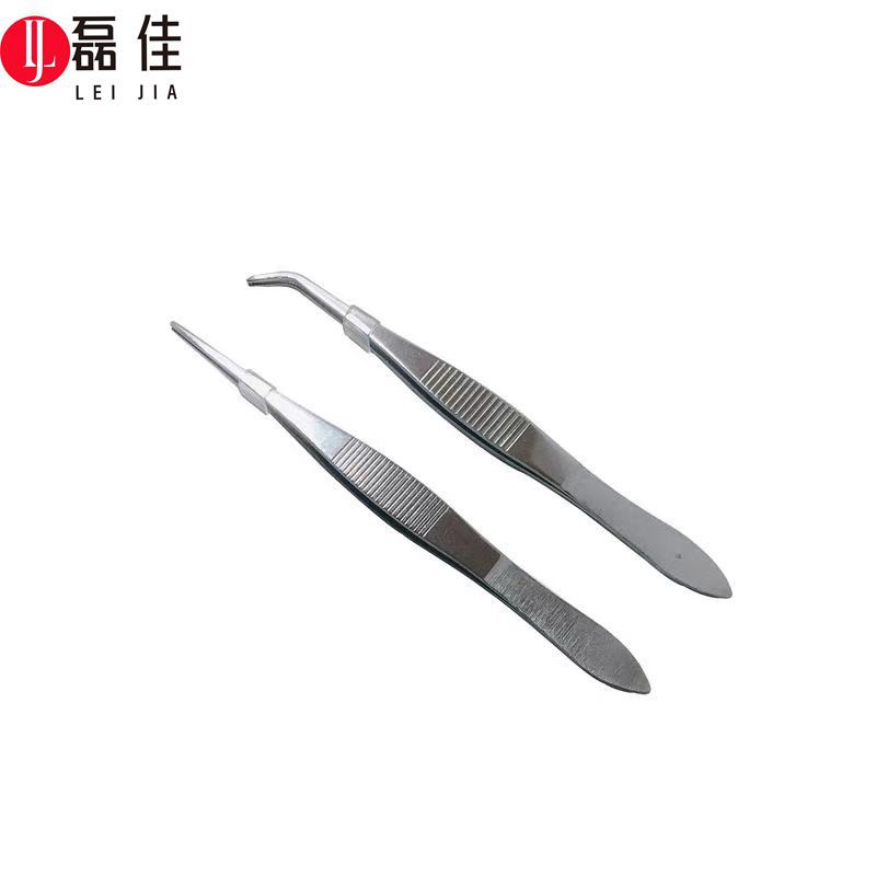 不锈钢眼科镊子直头弯头镊子10cm尖头加厚小镊子430材质