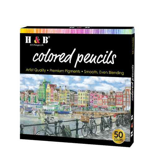 H&B colored pencil 50/72 colors professional hand-painted graffiti art painting pencil oil colored lead wholesale Amazon
