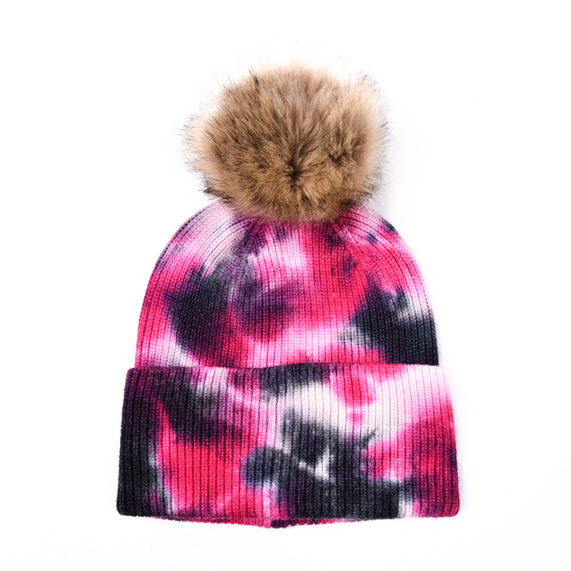 Unisex Ig Style Streetwear Tie Dye Pom Poms Wool Cap display picture 2