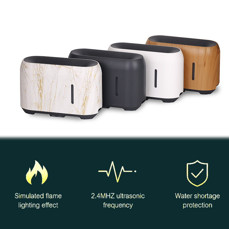 【热销火焰】跨境创意超声波火焰香薰机桌面木纹24V家用加湿器详情1