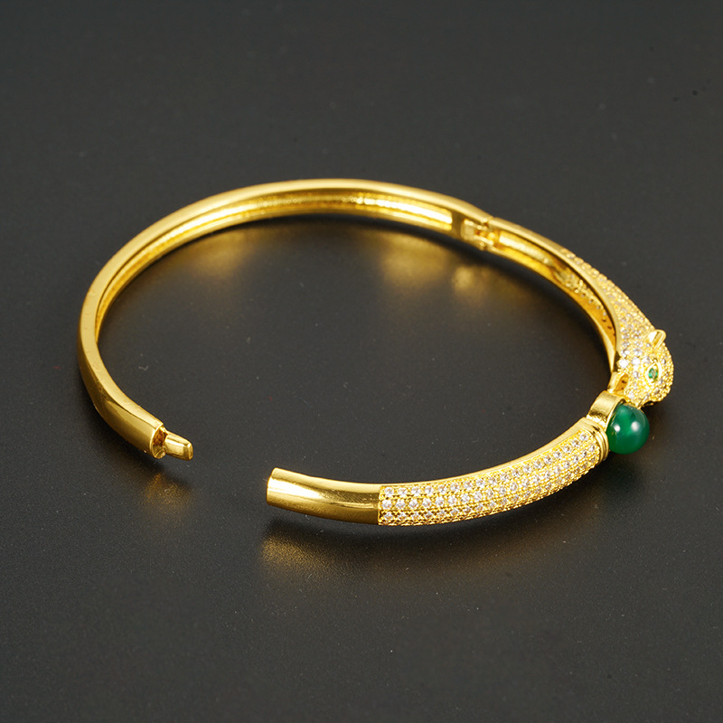 Nuevos productos vietnamitas arena oro zorro brazalete abierto lleno de diamantes jade herencia antigua China estilo Yiwu joyería al por mayor