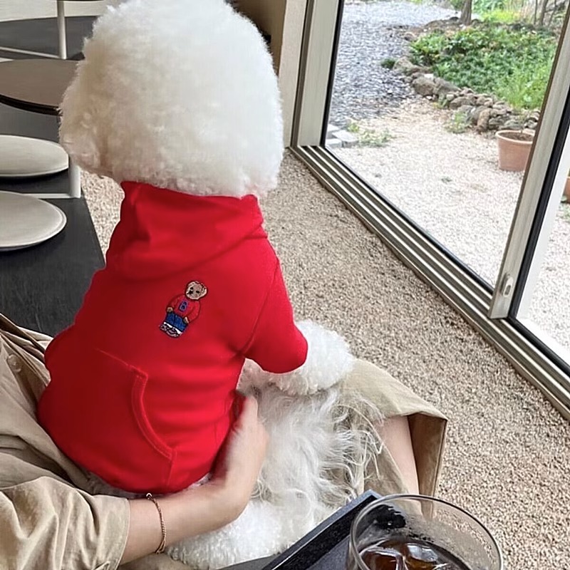 Otoño e Invierno japonés y coreano lindo oso casual perro con capucha suéter gato dos pies caliente mascota ropa de peluche