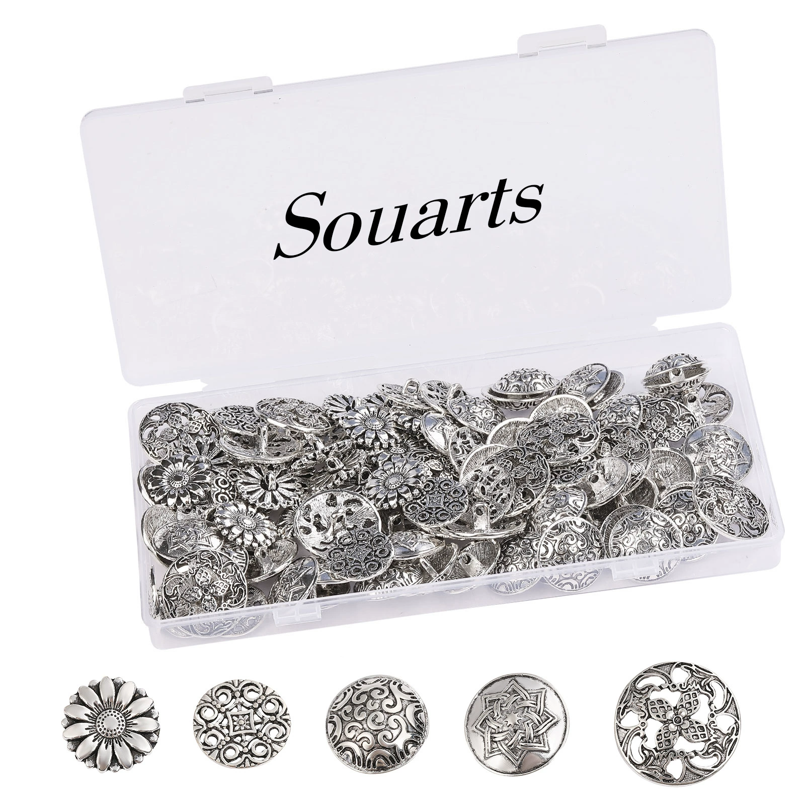 Прямые поставки с фабрики изысканных металлических пуговиц из сплава в стиле ретро, без кадмия, фиксированные смешанные древние серебряные пуговицы, текстильные аксессуары