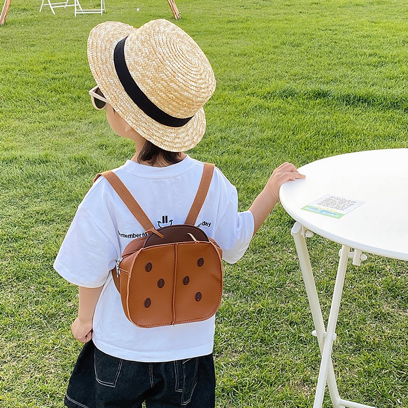 Mochila Escolar para Niños de Jardín de Infancia, Estilo 2025, Linda Mochila de Dibujos Animados con Diseño de Mariquita para Niños, Mochila Pequeña de PU para Salidas