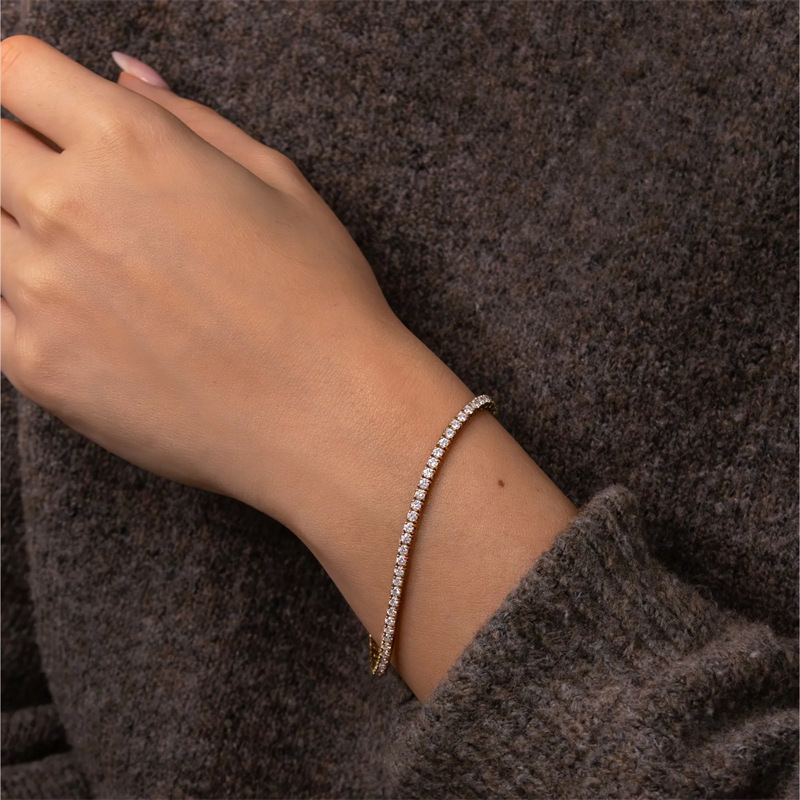 Lab-grown diamond tennis bracelet with four-prong full diamond setting, high-end women's jewelry, diamond bracelet Lab-grown diamond tennis bracelet with four-prong full diamond setting, high-end women's jewelry, diamond bracelet