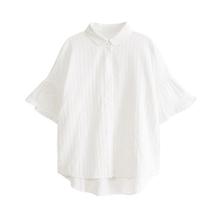 荷叶边衬衫2024夏季设计感日系气质短袖白衬衣女上衣潮