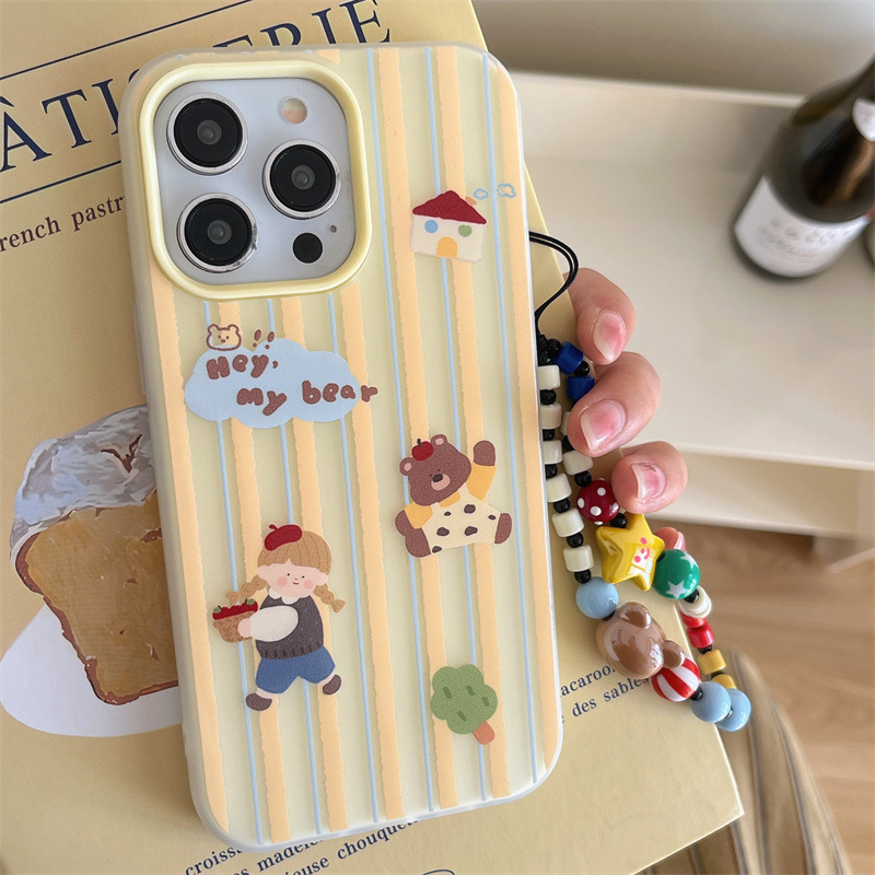 Cartoon ins raya oso chica para 15ProMax funda para teléfono móvil iPhone14 Apple 13/12 cadena 15