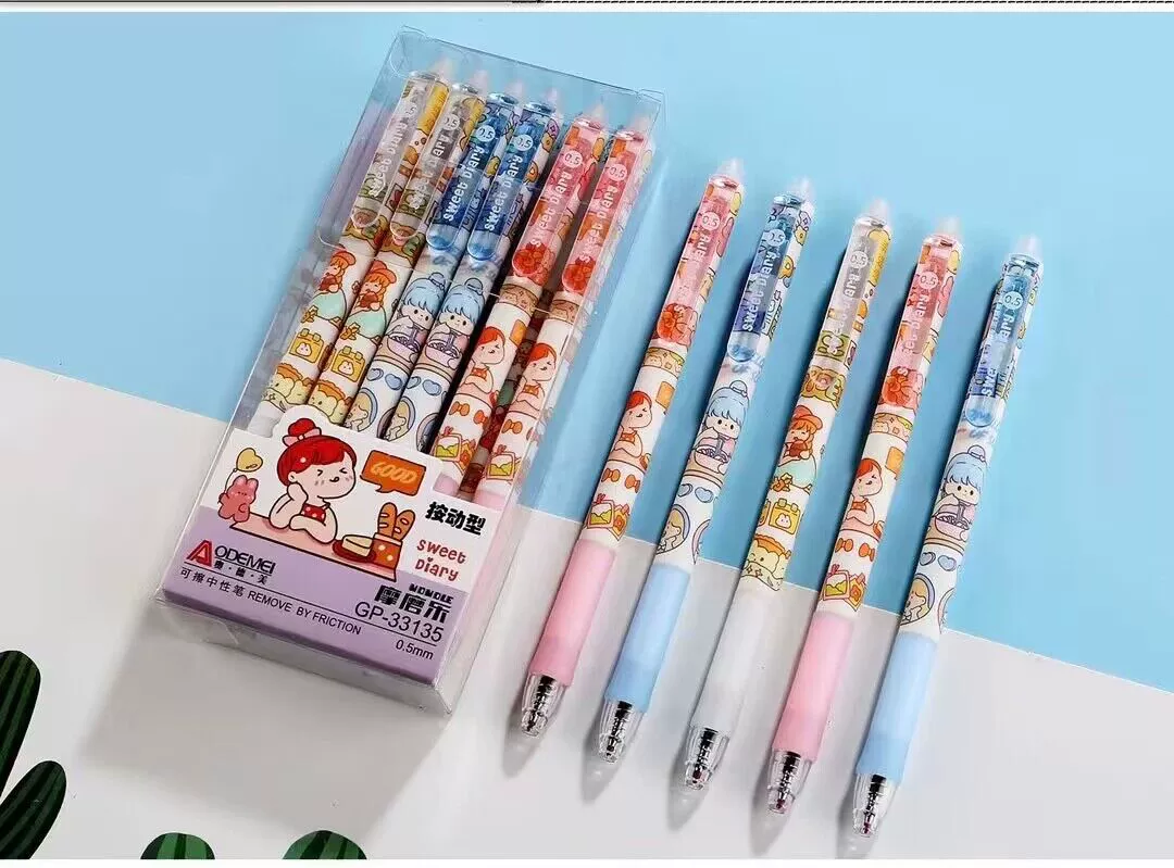 Картонно-рисованные ручки, Cartoon высокого качества, стираемая роликовая ручка blue erase pen для учащихся начальной школы