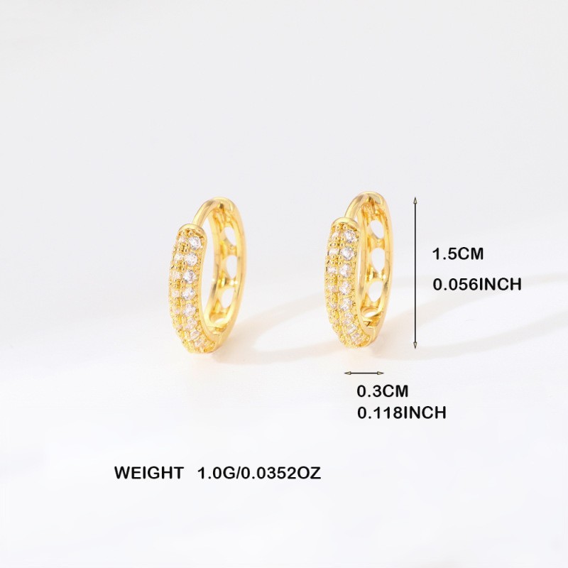 Round Three-Row Zircon Earrings for Women, Simple Fashion Trendy Ear Hoops, Wholesale detail image 8