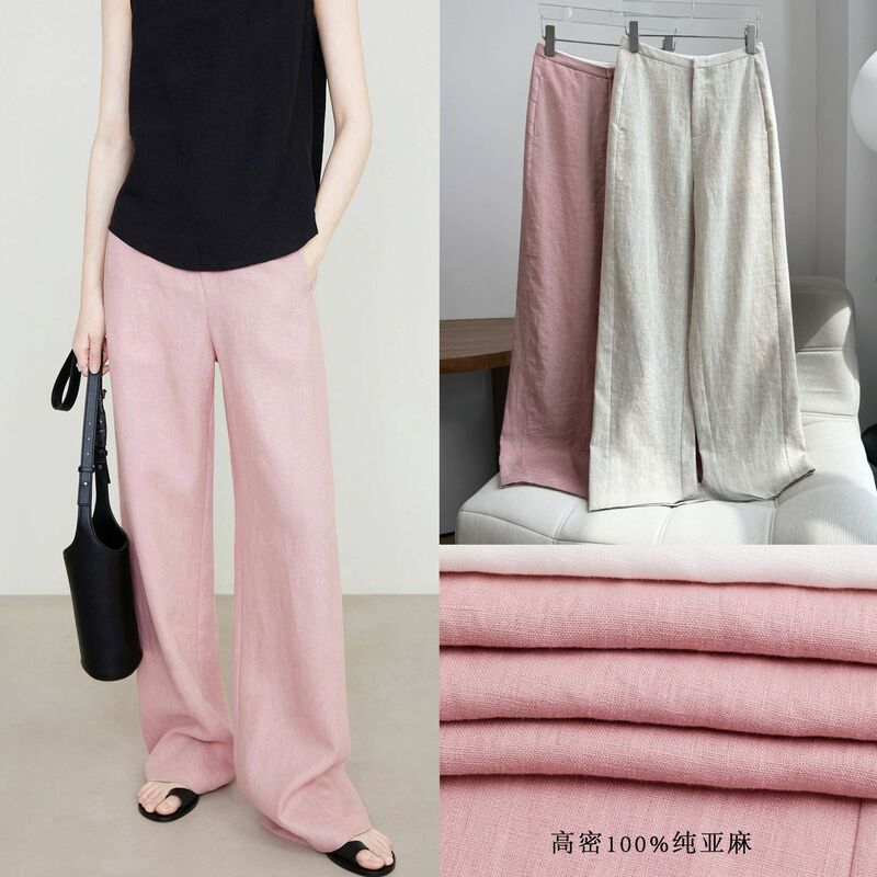 100% Linen Pants, Old Money Style, Extra-Long Casual Wide-Leg Pants for Women, Slimming Long Pants, Banana Pants, 2026 Summer New Thin Style