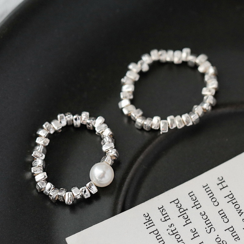 Geometrischer Perlenring Aus 925er Silber Für Damen_voghion.com