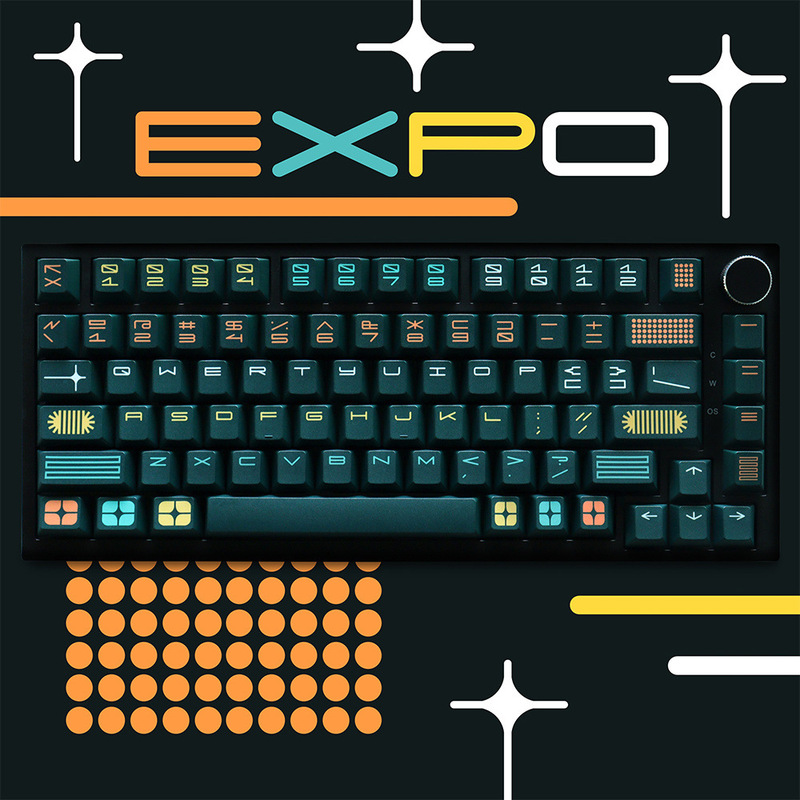 Retro Gmk Expo Keycaps with Brutalist Font, Pbt Dye-Sublimation, Suitable for Cross-Axis Mechanical Keyboards Retro Gmk Expo Keycaps with Brutalist Font, Pbt Dye-Sublimation, Suitable for Cross-Axis Mechanical Keyboards