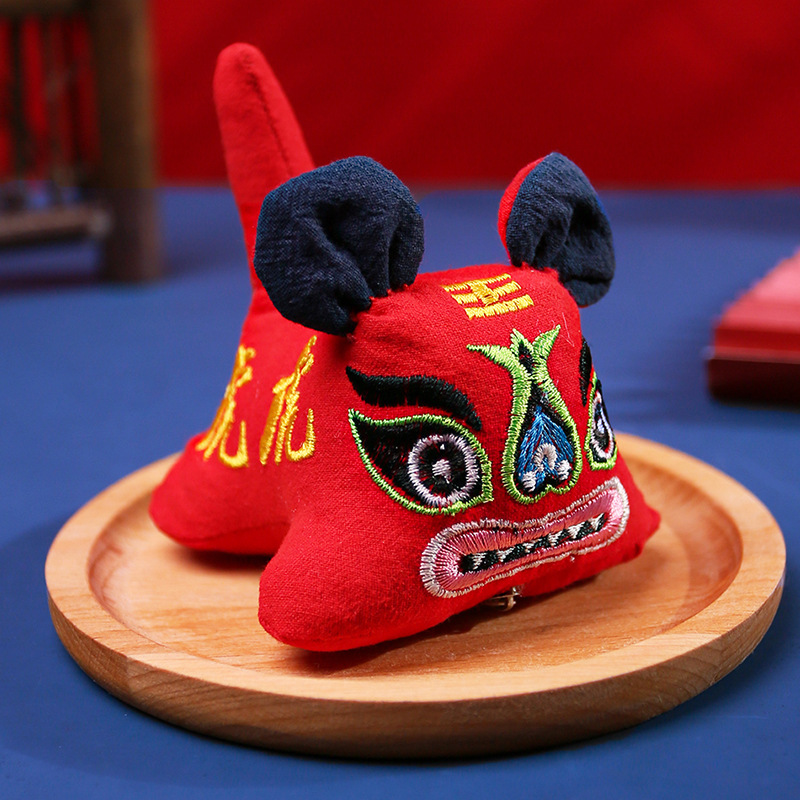 手工布老虎擺件醒獅工藝品周歲百天滿月抓周禮物老虎傳統非遺挂飾