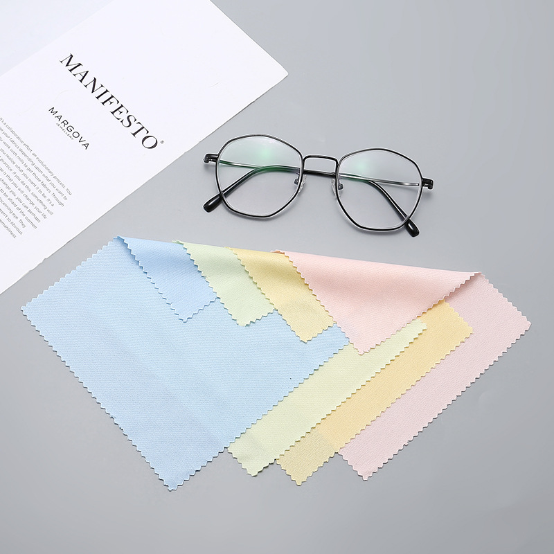 Factory wholesale ultra-fine fiber thickened anti-pilling anti-fog mirror cloth with needle three rocks black anti-blue light eye cloth