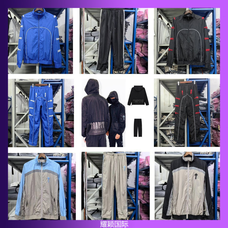Cross-border Foreign Trade Autumn and Winter European and American Trapstar Letter Embroidered Zipper Pants Windbreaker suit Clothes for Men and Women Cross-border Foreign Trade Autumn and Winter European and American Trapstar Letter Embroidered Zipper Pants Windbreaker suit Clothes for Men and Women