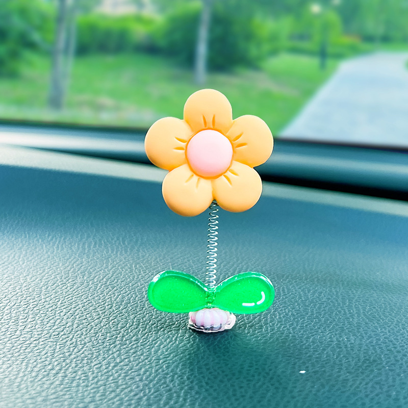 2023 nuevos accesorios de automóviles de consola central de automóviles adornos de decoración adorables frescos adornos de flores de cabeza