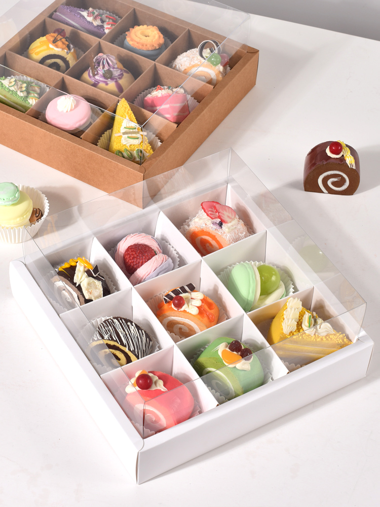 Caja de postre transparente 9 Gong Ge caja de pasteles de luna 9 Gong Ge pasteles horneados caja de embalaje de flores crisp