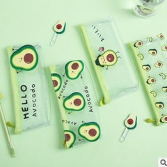 Cute avocado transparent quicksand pencil bag Cartoon Hyuna transparent pencil bag ins style cosmetic bag