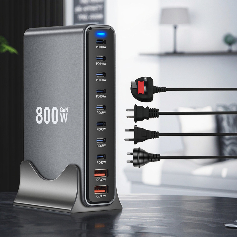 Popular Charger 800W Multi-Port Charger USB Fast Charging Pd140W High Power Gallium Nitride Desktop Charging Station