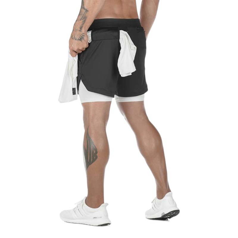 2023 Cross-border Running Shorts Sports Leisure Outdoor Loose Multi-pocket Double-layer Fitness Pants Factory Direct Supply