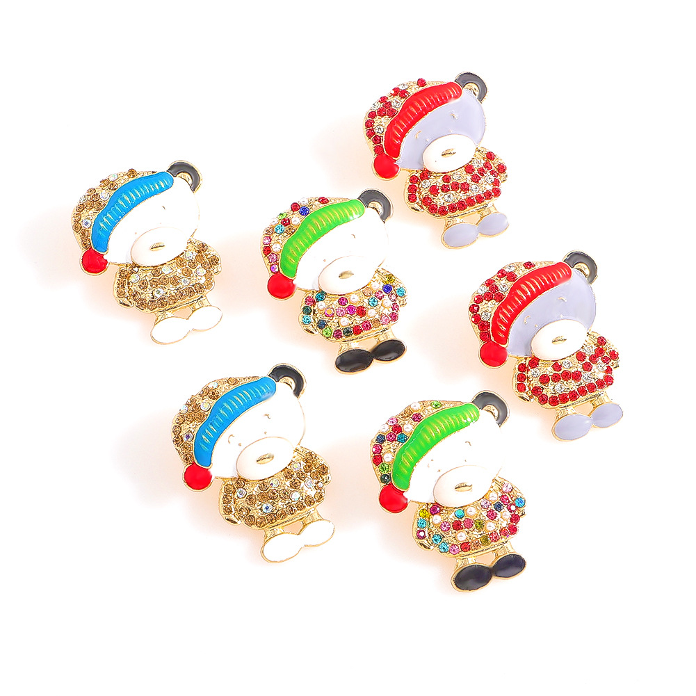 Cute Santa Claus Alloy Inlay Rhinestones Womenu0027S Earrings 1 Pair