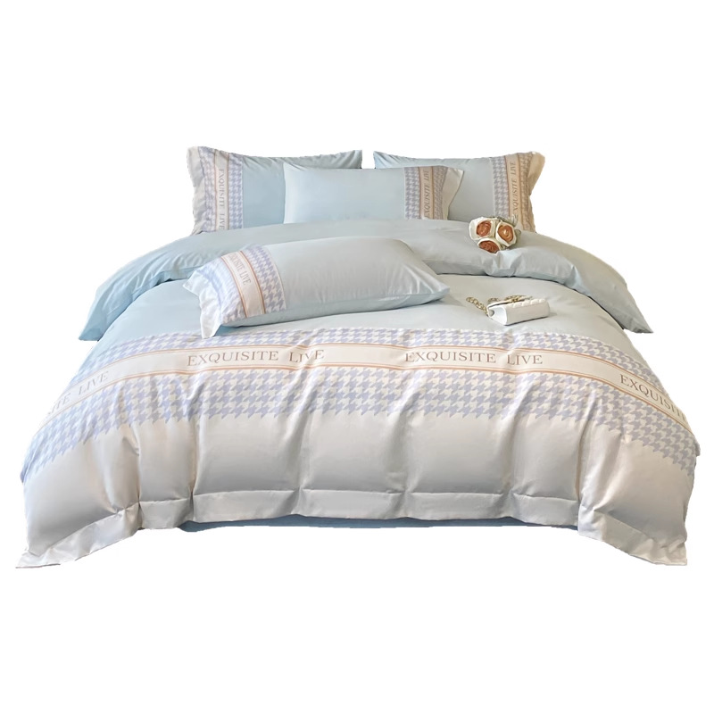 Cama de algodón de fibra larga de cuatro piezas de algodón puro de algodón puro 2024 nuevo estilo de lujo ligero, ropa de cama de alta calidad, funda de edredón, ropa de cama