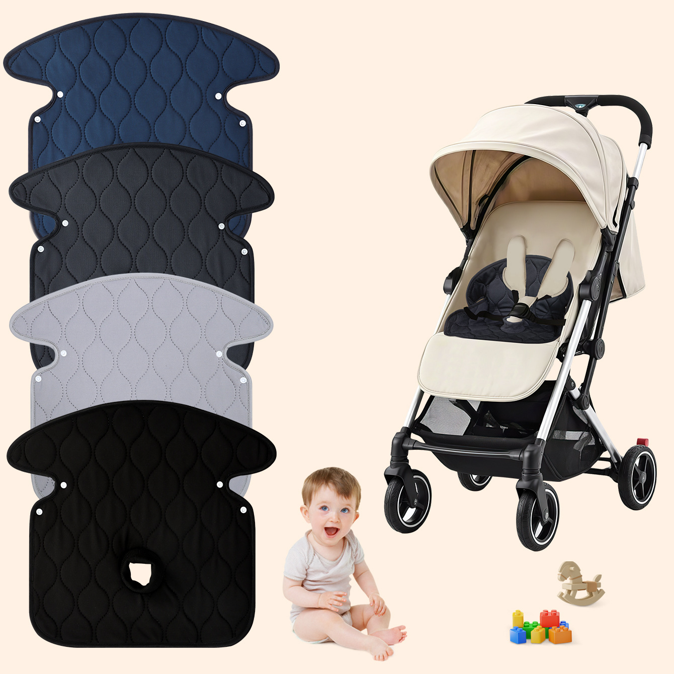 Amazon Temu Xiyin New Supply Baby Stroller Cushion Dining Chair Cushion Diaper Pad Kidsren's Seat Cushion Breathable