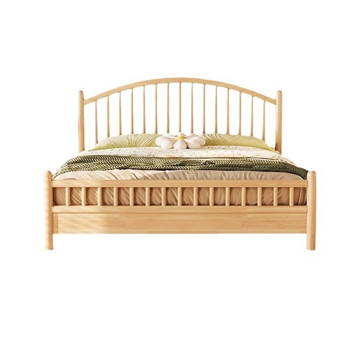 Nordic solid wood bed modern simple Windsor bed 1.8 meters 1.5 meters single double bed rental apartment B&B bed