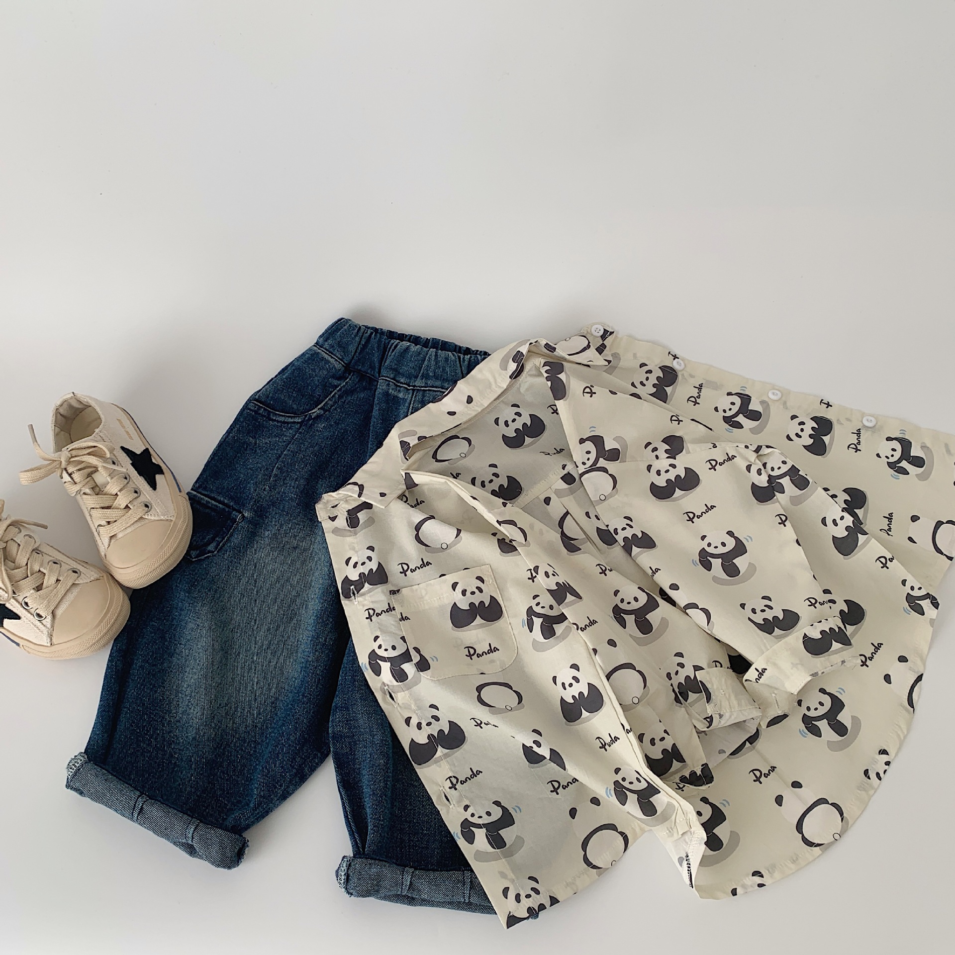 Camisa para niños Maibao Primavera 2025 Nuevos productos Cárdigan de oso Niños y niñas Camisa estampada de dibujos animados Chaqueta casual