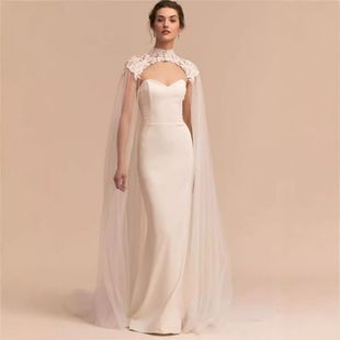European and American Style Women's Summer Mesh Lace Decals Cloak White Milky White Cloak Collar with Buckle for Foreign Trade