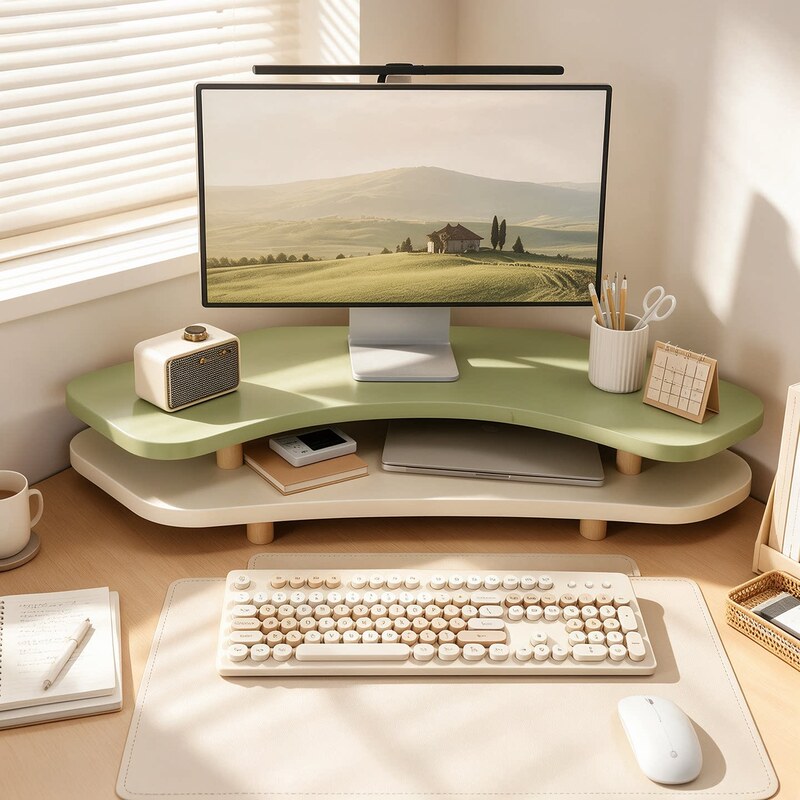 Corner computer stand, desktop riser, double-layer monitor stand, corner bracket, screen riser