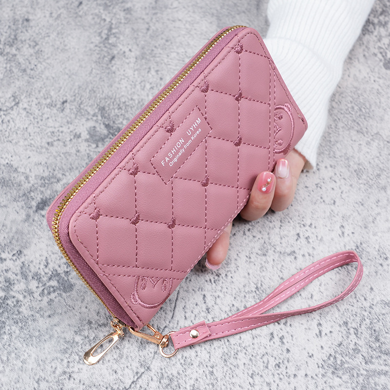 Spot 2023 Summer New Handbag Fresh Sweet Mid-length Women's Wallet Solid Color Pu Leather Embroidered Wallet Spot 2023 Summer New Handbag Fresh Sweet Mid-length Women's Wallet Solid Color Pu Leather Embroidered Wallet