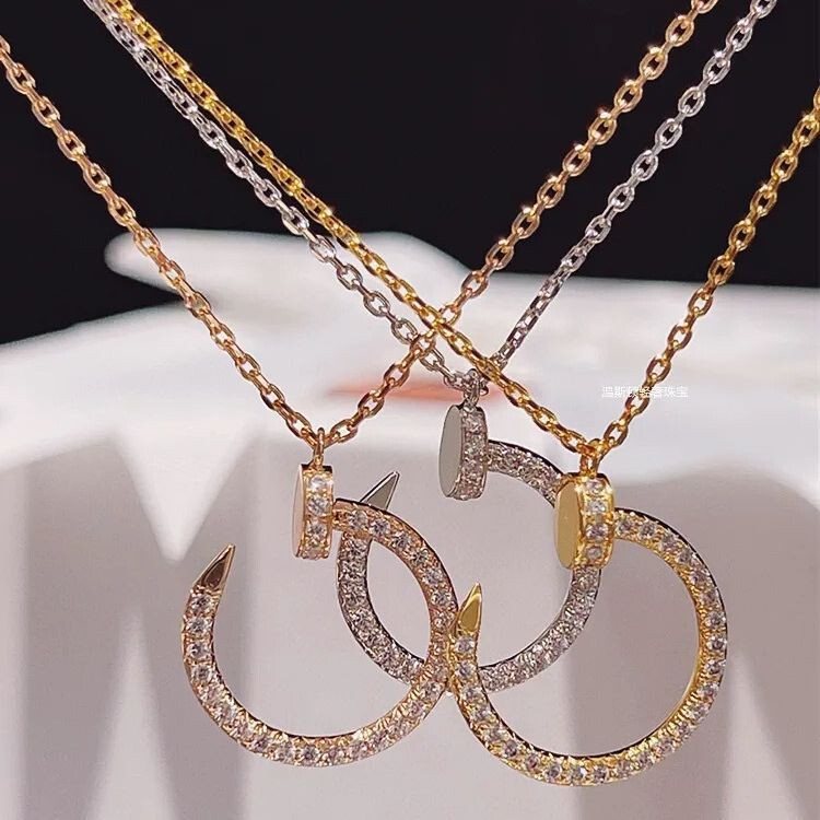 Tiktok Hot-Selling High-Quality Full Diamond Nail Chain Necklace for Women, Simple and Stylish, Versatile Glossy Nail Clavicle Chain Tiktok Hot-Selling High-Quality Full Diamond Nail Chain Necklace for Women, Simple and Stylish, Versatile Glossy Nail Clavicle Chain