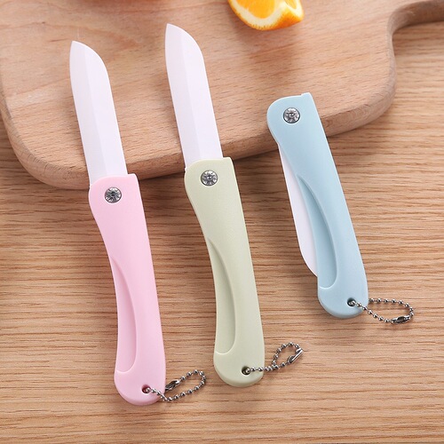 Wholesale dormitory student kitchen non-slip ceramic fruit knife household foldable portable small paring knife