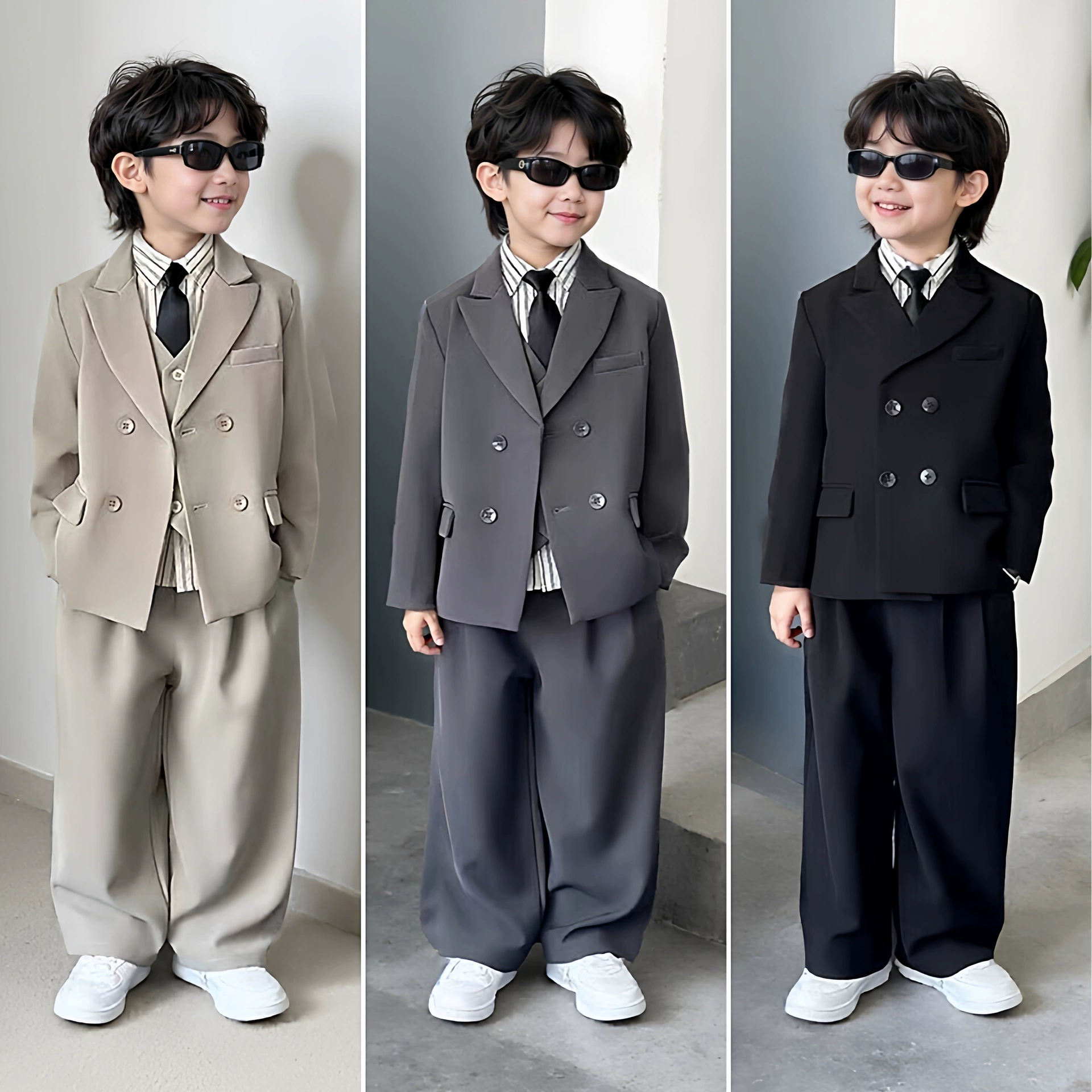 Стильный костюм для мальчика весна-осень 2025, пиджак для цветочного мальчика, наряд для первого дня рождения, официальная одежда для мальчика, ведущего, выступления на фортепиано, школьник