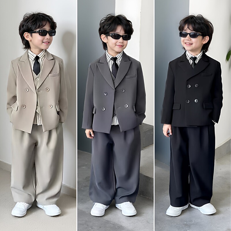 Boys' Spring and Autumn Stylish 2025 Suit Jacket Flower Boy First Birthday Formal Wear Boy Hosting Piano Performance Student Boys' Spring and Autumn Stylish 2025 Suit Jacket Flower Boy First Birthday Formal Wear Boy Hosting Piano Performance Student