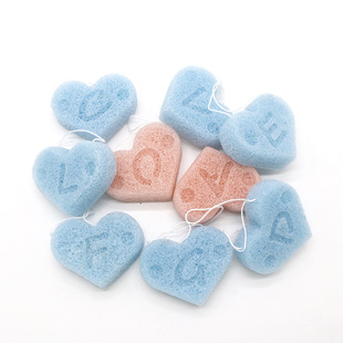 Konjac heart-shaped lettering letter shape face washing puff konjac dry state Facial Cleansing Beauty Tools Factory Direct Supply