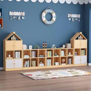 Solid Wood Children's Bookcase Kindergarten Locker Household Storage Rack